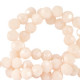 Faceted glass beads 4mm round Soft shell pink-pearl shine coating